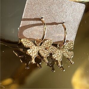 Butterfly Post Hoop Earrings